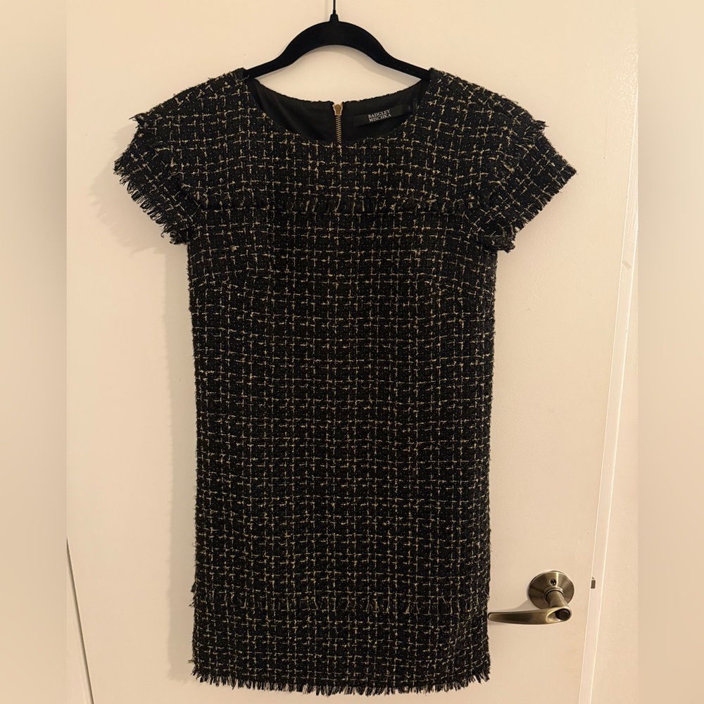 Badgley Mischka Tweed Shift Dress